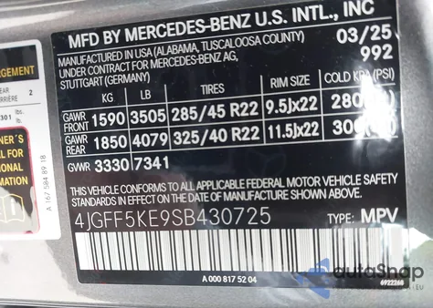2025 Mercedes-Benz Gls 450 4Matic from USA, damaged, VIN 4JGFF5KE9SB430725
